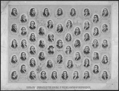 Declaration of Independence Litho w/ Signers - THIS ITEM IS AN 8 1/2"x 11" BLACK AND WHITE PHOTOGRAPH WITH THE SIGNERS REPRINT SIGNATURES AND LITHOGRAPH PICTURES, THE PHOTO IS PRINTED ON A HIGH QUALITY GLOSSY WHITE HEAVY DUTY PAPER, THIS ITEM WILL MAKE A PERFECT ADDITION (MOUNTED, MATTED OR FRAMED) TO YOUR OFFICE, DEN, OR LIBRARY,
